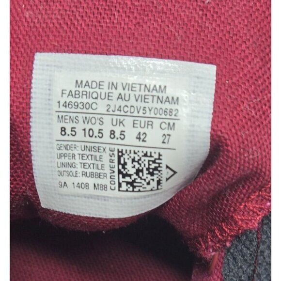 Converse All Star Burgundy Red Low Top Sneakers Women 's 10.5 Men's 8.5 - Picture 9 of 10